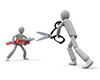 Confrontation between cutting and sandwiching | Fighting with weapons | Illustration material | Free material --Personal illustration | Free material