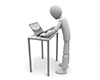 Work while standing ｜ Work while standing with a laptop computer ――Personal illustration ｜ Free material